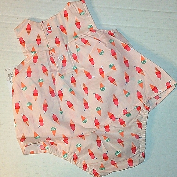 ☆NWT☆Newborn Girl Carter's Pretty Pink Ice Cream cones Dress Romper♡ - Picture 5 of 9